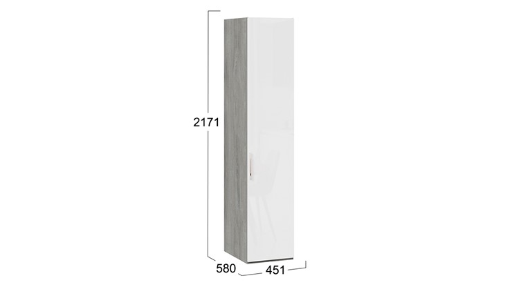 Шкаф одностворчатый Эмбер СМ-348.07.001 (Дуб Гамильтон/Белый глянец) в Шахтах - изображение 3