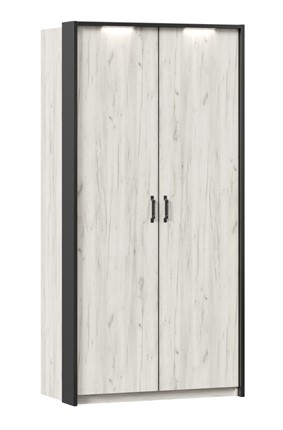 Шкаф двухдверный Техно с паспарту, Дуб крафт белый в Батайске - изображение
