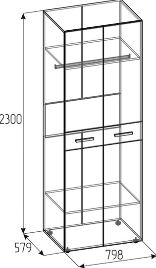 Шкаф для одежды Норвуд 54 фасад стандарт + стандарт, Белый-Орех шоколадный в Шахтах - изображение 2