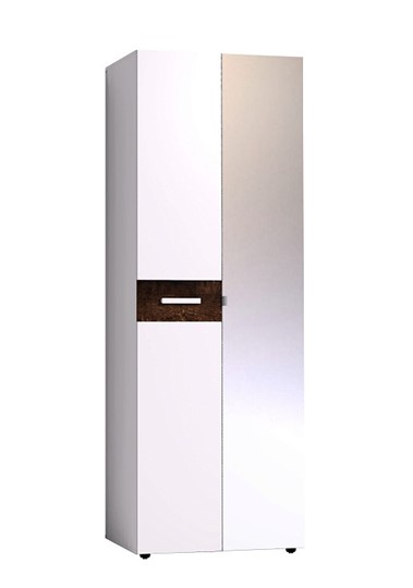 Шкаф для одежды Норвуд 54 фасад зеркало + стандарт, Белый-Орех шоколадный в Шахтах - изображение 1