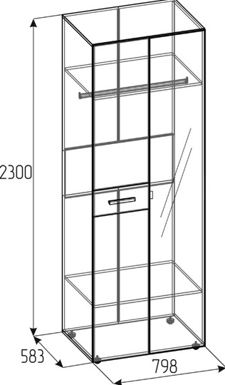 Шкаф для одежды Норвуд 54 фасад зеркало + стандарт, Белый-Орех шоколадный в Шахтах - изображение 4