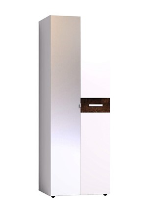 Шкаф для одежды Норвуд 54 фасад зеркало + стандарт, Белый-Орех шоколадный в Шахтах - изображение