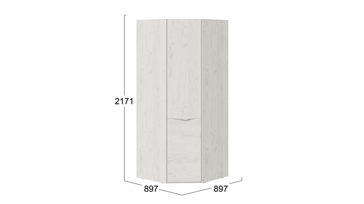 Распашной шкаф угловой Либерти, Дуб крафт белый СМ-297.07.031 в Шахтах - изображение 3