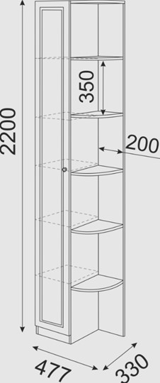Угловой шкаф-стеллаж Беатрис М13 левый (Орех Гепланкт) в Батайске - изображение 3