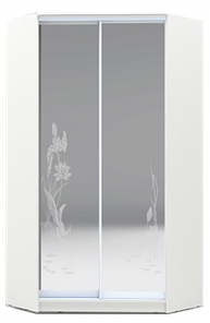 Шкаф 2200х1103, ХИТ У-22-4-66-01, цапля, 2 зеркала, белая шагрень в Шахтах