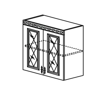 Шкаф кухонный Веста настенный двухдверный с полкой со вставкой из стекла 718*800*323мм в Шахтах
