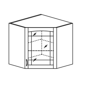 Кухонный шкаф Кантри настенный угловой со вставкой из стекла 918*600*600 мм в Шахтах