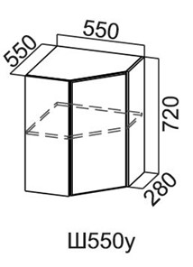 Навесной шкаф угловой, Модус, Ш550у/720, галифакс в Шахтах