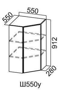Настенный шкаф угловой, Модус, Ш550у/912, галифакс в Шахтах