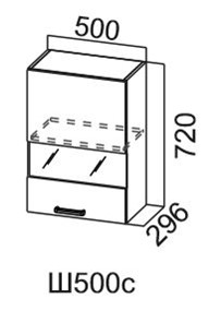 Кухонный шкаф со стеклом Модус, Ш500с/720, цемент светлый в Шахтах - предосмотр 3