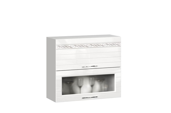 Навесной шкаф Анастасия 800 с 2 подъемными дверьми 005.531.0003 белый глянец в Шахтах - изображение