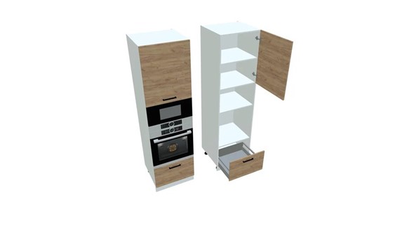Кухонный шкаф-пенал П7 3, Дуб крафт/Белый в Шахтах - изображение