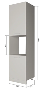 Кухонный шкаф-пенал П9 2, Белое гладкое Ламарти/Антрацит в Батайске