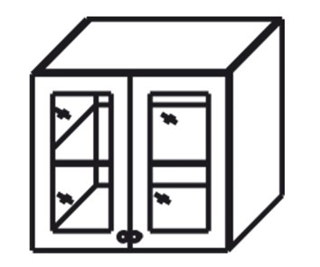 Кухонный шкаф Верона настенный двухдверный с полкой со вставкой из стекла 718*800*320 мм, глянец/софт в Таганроге