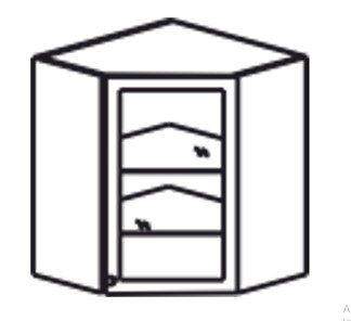 Шкаф на кухню Верона настенный угловой 918*600*600*320 мм со вставкой из стекла, глянец/софт в Таганроге