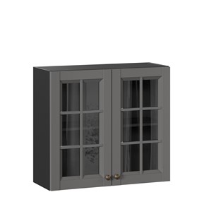 Шкаф настенный Амели-3 800 со стеклом ЛД 299.360.000.036, Черный/Оникс серый в Шахтах