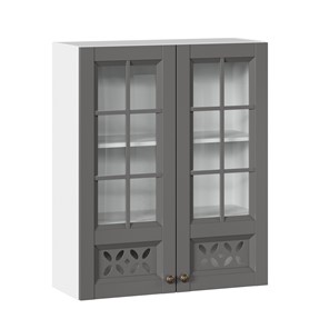 Шкаф на кухню Амели-3 800 высокий со стеклом ЛД 299.460.000.050, Белый/Оникс серый в Шахтах