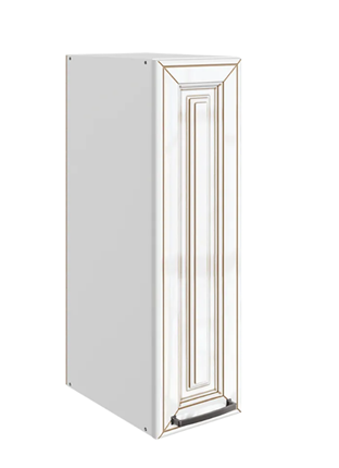 Навесной шкаф Атланта L200 H720 (1 дв. гл.) эмаль (белый/белый глянец патина золото) в Шахтах - изображение