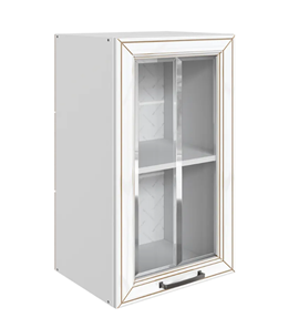 Кухонный шкаф Атланта L400 Н720 (1 дв. рам.) эмаль (белый/белый глянец патина золото) в Шахтах