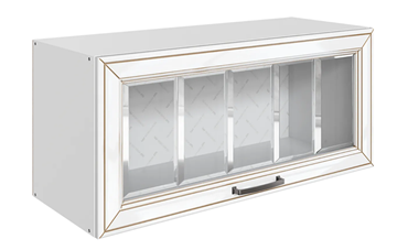Шкаф кухонный Атланта L800 Н360 (1 дв. рам.) эмаль (белый/белый глянец патина золото) в Шахтах - предосмотр