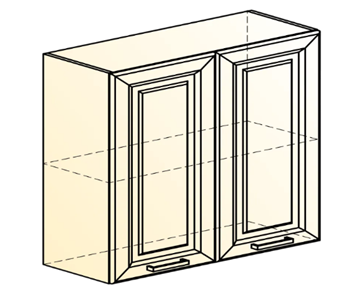 Шкаф на кухню Атланта L800 Н720 (2 дв. гл.) эмаль (белый/белый глянец патина золото) в Шахтах - предосмотр 1