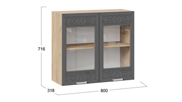 Навесной кухонный шкаф Долорес 1В8С (Дуб крафт золотой/Титан) в Батайске - предосмотр 1