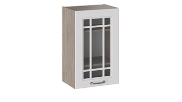 Навесной кухонный шкаф Одри со стеклом В_72-45_1ДРс (Белый софт) в Шахтах