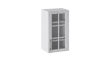 Кухонный шкаф Прованс (Белый глянец/Санторини светлый) со стеклом В_72-40_1ДРс в Шахтах