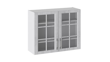 Кухонный шкаф Прованс (Белый глянец/Санторини светлый) со стеклом В_72-90_2ДРс в Шахтах
