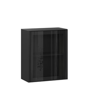 Шкаф настенный со стеклом 600 Индиго ЛД 298.350.000.063, Чёрный/Чёрный в Таганроге