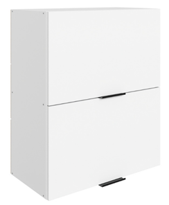 Шкаф на кухню Стоун L600 Н720 (2 дв. гл. гориз.) (белый/джелато софттач) в Шахтах