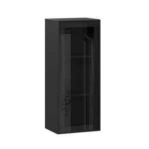 Навесной кухонный шкаф высокий со стеклом 400 Индиго ЛД 298.420.000.068, Чёрный/Чёрный в Батайске