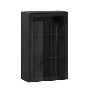 Шкаф настенный высокий со стеклом 600 Индиго ЛД 298.450.000.170, Чёрный/Чёрный в Шахтах