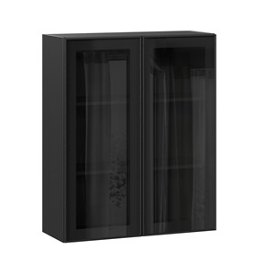 Навесной шкаф высокий со стеклом 800 Индиго ЛД 298.460.000.156, Чёрный/Чёрный в Батайске