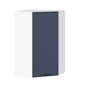 Настенный угловой шкаф высокий Индиго ЛД 298.620.000.117, Белый/Тёмно-синий в Батайске