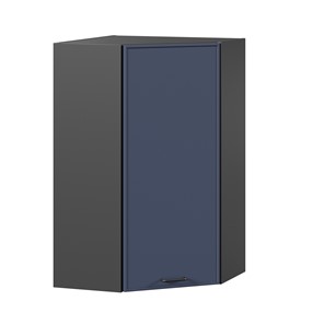 Шкаф угловой настенный высокий Индиго ЛД 298.620.000.159, Чёрный/Тёмно-синий в Батайске