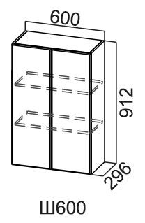 Навесной шкаф Модус, Ш600/912, цемент светлый в Шахтах - изображение