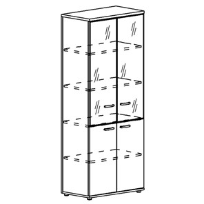 Шкаф для документов Albero, со стеклянными дверьми в рамке (задняя стенка ДСП) (78х36,4х193) в Шахтах