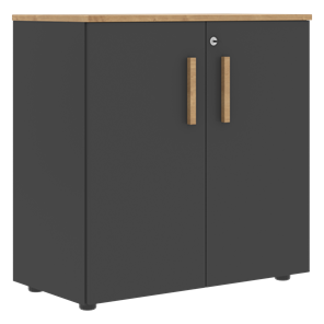 Низкий шкаф широкий с малыми дверцами FORTA Графит-Дуб Гамильтон  FLC 80.1(Z) (798х404х801) в Батайске