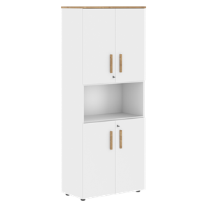 Широкий шкаф высокий FORTA Белый-Дуб Гамильтон FHC 80.4(Z) (798х404х1965) в Шахтах