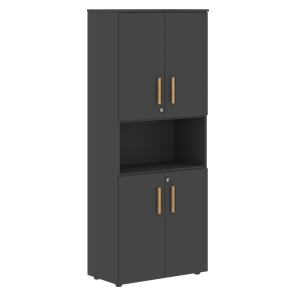 Широкий шкаф высокий FORTA Черный Графит  FHC 80.2(Z) (798х404х1965) в Шахтах