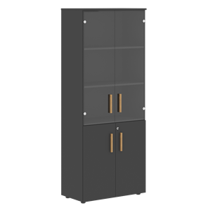 Широкий шкаф высокий FORTA Черный Графит  FHC 80.2(Z) (798х404х1965) в Шахтах