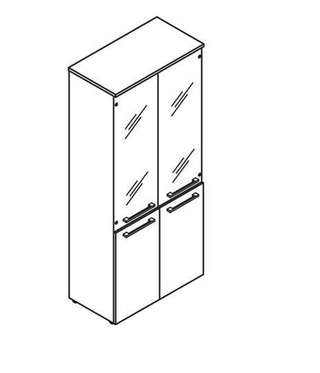 Шкаф колонка со стеклянными и глухими дверями MORRIS  Дуб Базель/Венге Магия MHC 85.2 (854х423х1956) в Шахтах - изображение 1