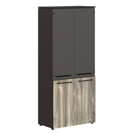 Шкаф колонка со стеклянными и глухими дверями MORRIS  Дуб Базель/Венге Магия MHC 85.2 (854х423х1956) в Шахтах - изображение