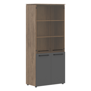 Шкаф колонка со стеклянными и глухими дверями MORRIS TREND Антрацит/Кария Пальмира MHC 85.2 (854х423х1956) в Шахтах