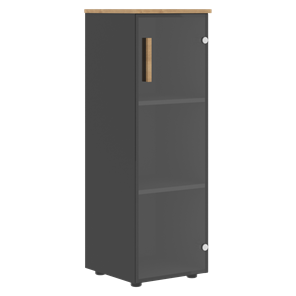 Шкаф колонна средний со стеклянной правой дверью FORTA Графит-Дуб Гамильтон  FMC 40.2 (R) (399х404х801) в Шахтах