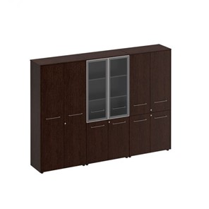 Шкаф комбинированный высокий (закрытый-стекло-одежда) Reventon (МЕ 377), венге темный (274х46х196) в Шахтах