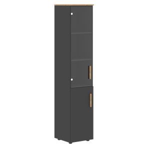 Шкаф колонна высокий с глухой дверью FORTA Графит-Дуб Гамильтон  FHC 40.2 (L/R) (399х404х1965) в Шахтах