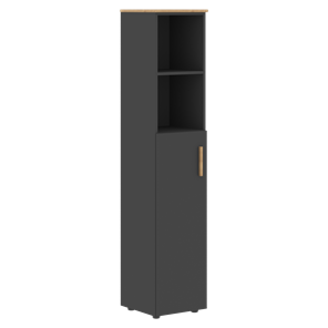 Высокий шкаф колонна с глухой средней дверью левой FORTA Графит-Дуб Гамильтон  FHC 40.6 (L) (399х404х1965) в Шахтах