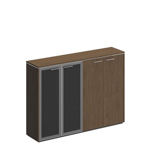 Шкаф для документов комбинированный Velar, дуб табачный, (стекло+закрытый) (183х41х132) ВЛ 322 в Шахтах